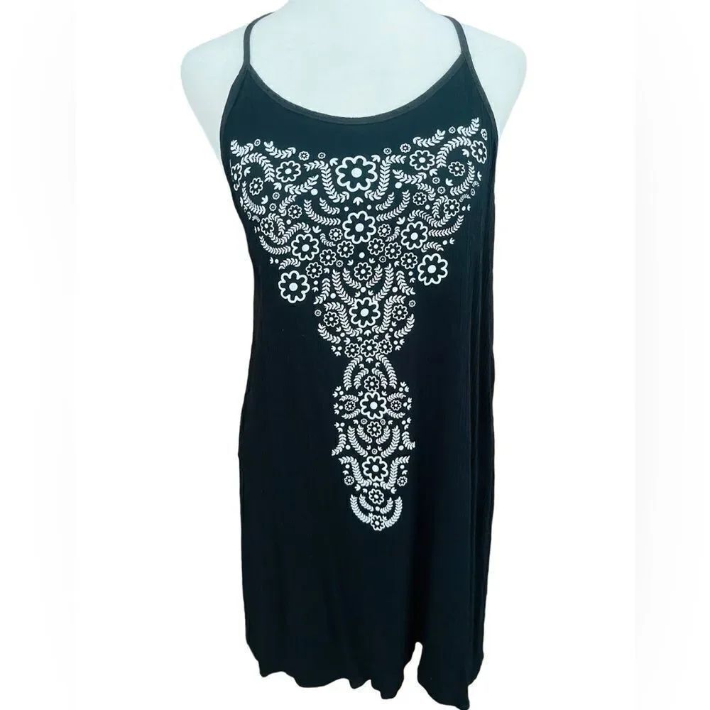 AMIANI black/white patterned halter dress size M.